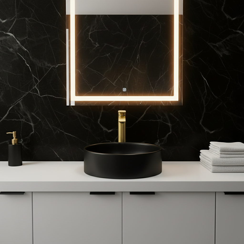 Hoge wastafelkraan Diego  – Brushed gold - 27,5 × 16,6 × 22,3 cm