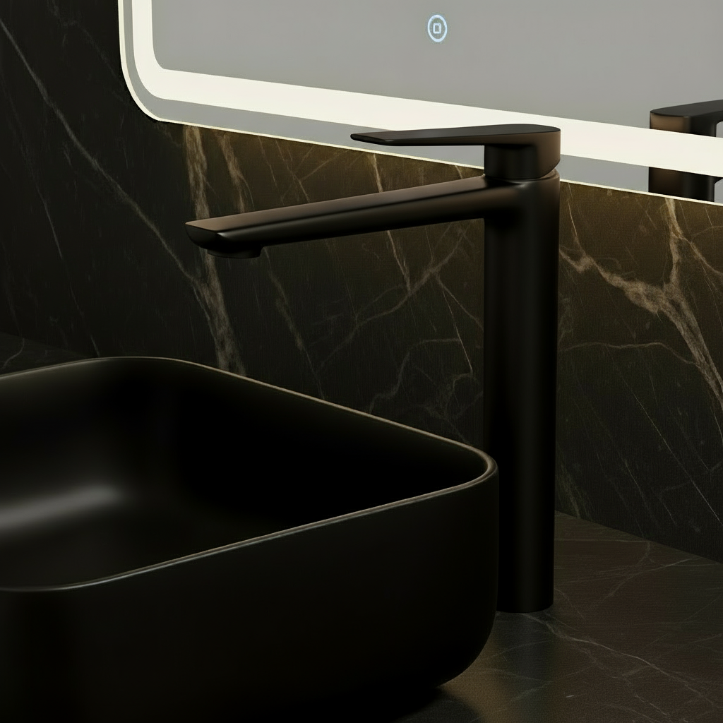 Hoge wastafelkraan Diego  – Matte black - 27,5 × 16,6 × 22,3 cm