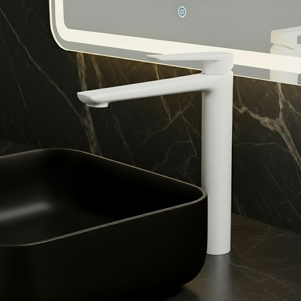 Hoge wastafelkraan Diego  – Matte white - 27,5 × 16,6 × 22,3 cm