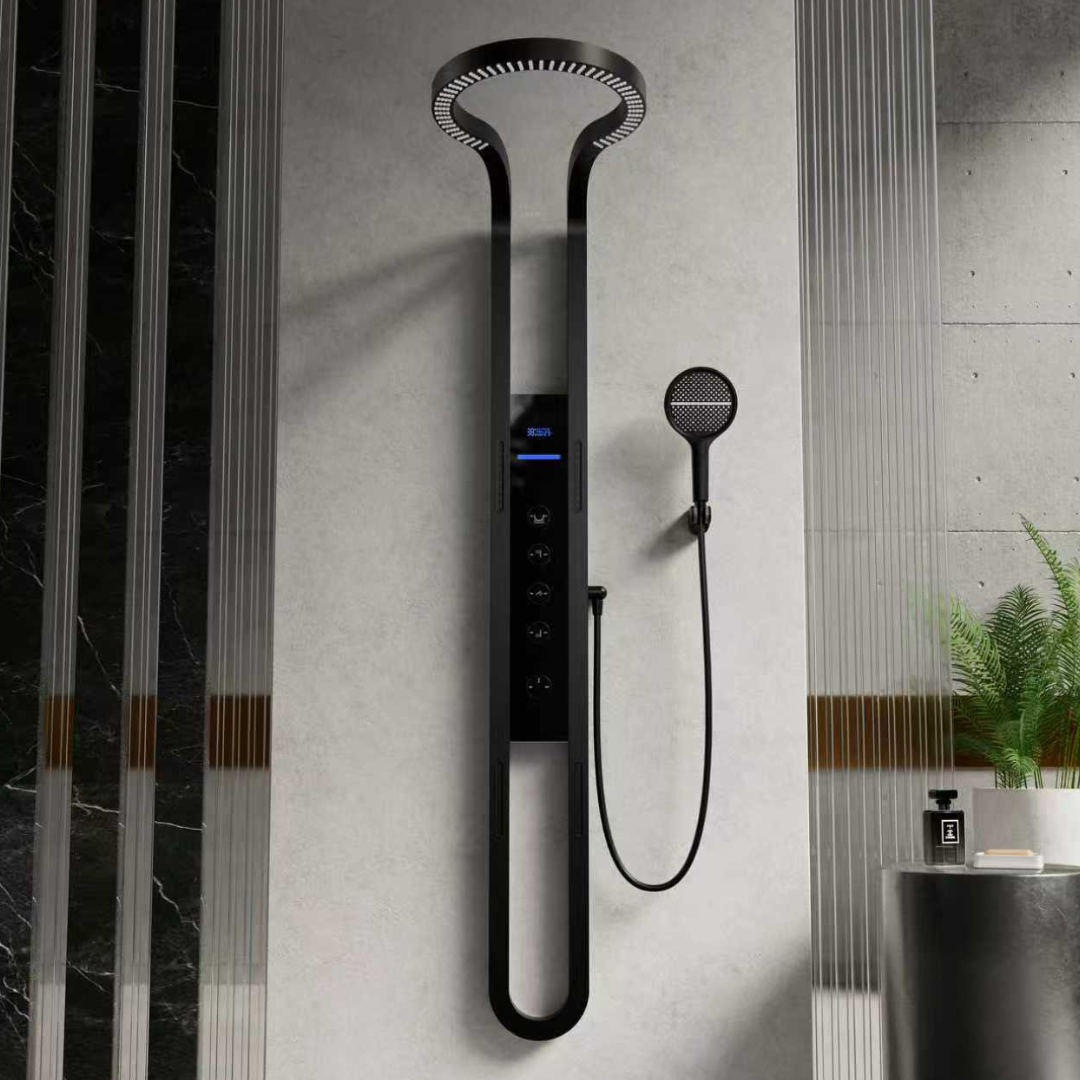 Panneau de douche thermostatique Marcelo – Affichage numérique - Noir mat