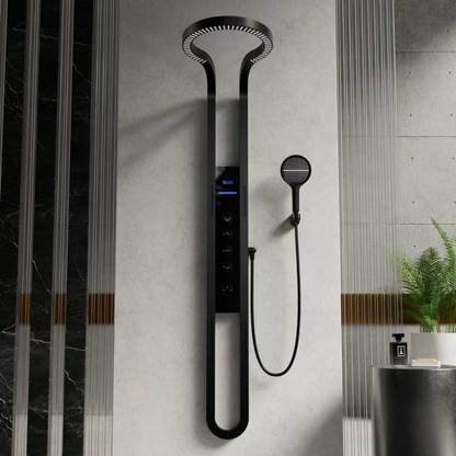 Panneau de douche thermostatique Marcelo – Affichage numérique - Noir mat