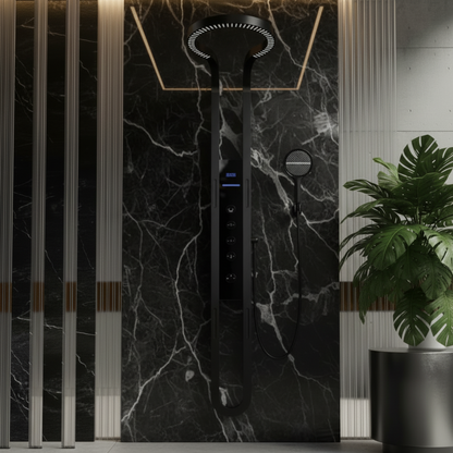 Thermostatisch Douchepaneel Marcelo – Digitale Display - Matte black - 182 × 40 × 52 cm