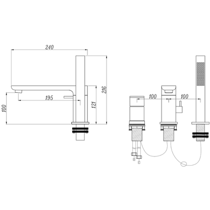 Opbouw badkraan Vero – Matte black - 21,6 × 24 × 19,5 cm