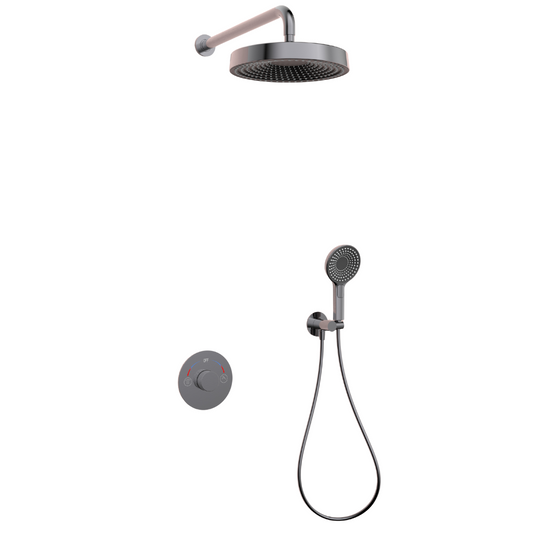 Ensemble de douche à effet pluie encastré Amalia - Gris gunmetal