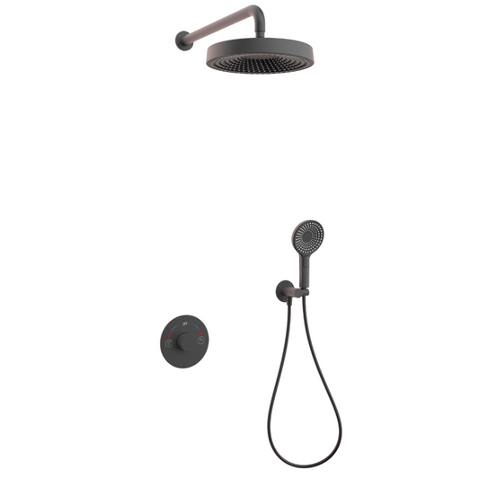 Ensemble de douche à effet pluie encastré Amalia - Noir mat