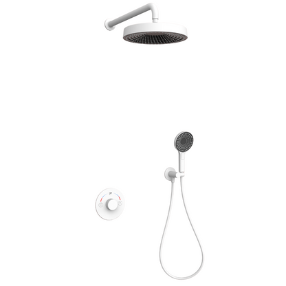 Ensemble de douche à effet pluie encastré Amalia - Blanc