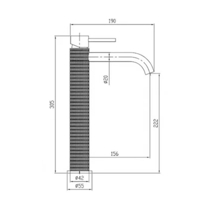 Hoge wastafelkraan Angelica - Matte black - 30,5 × 5,5 × 19 cm