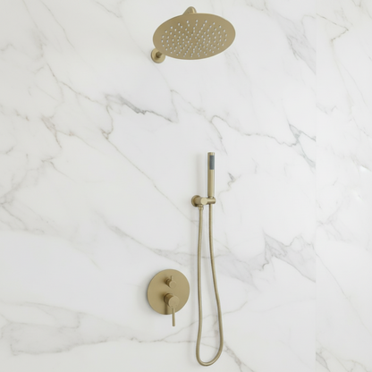 Inbouw Regendoucheset Angelica – Staafhanddouche – Geborsteld goud