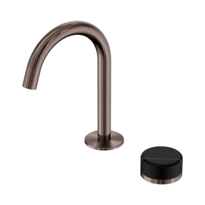 Robinet de lavabo encastré Sorrento – Marquina Black - 2 trous - Bec courbé (arc) - Bronze brossé