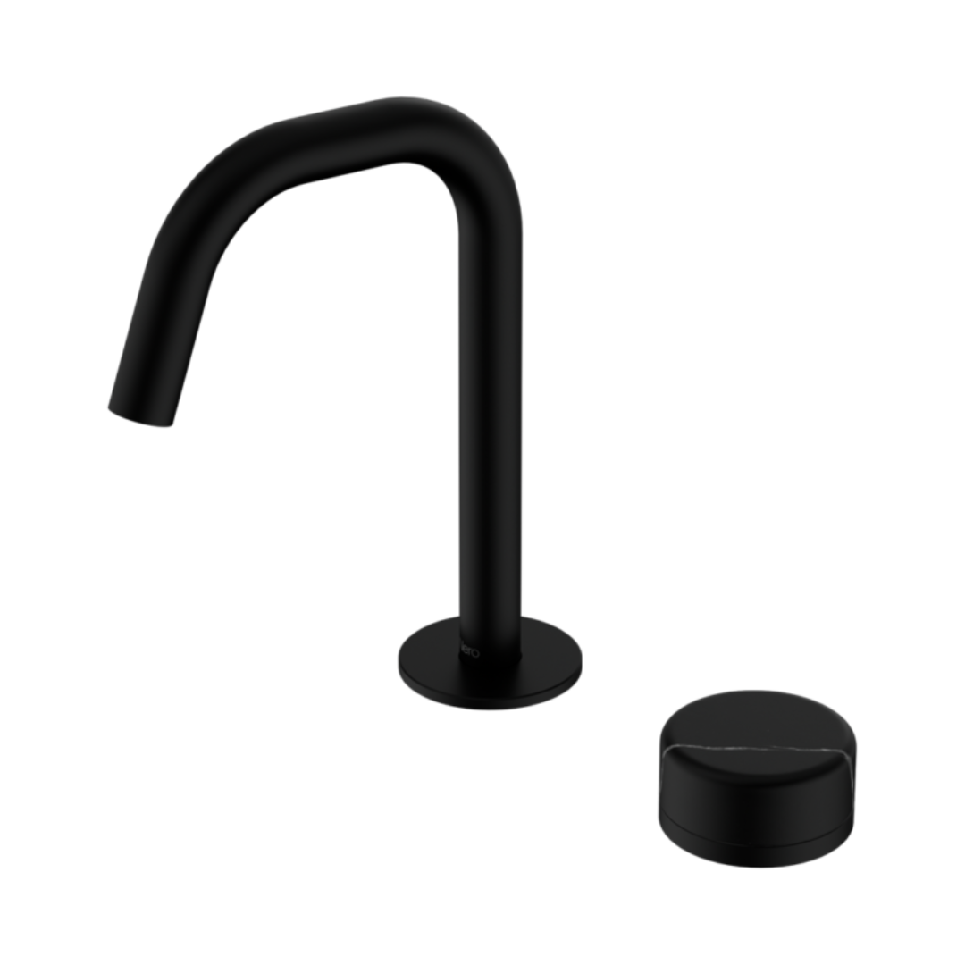 Robinet de lavabo encastré Sorrento – Marquina Noir – 2 trous – Débit droit – Noir mat
