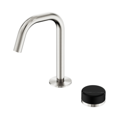 Robinet de lavabo encastré Sorrento – Marquina Noir – 2 trous – Bec droit – Nickel brossé