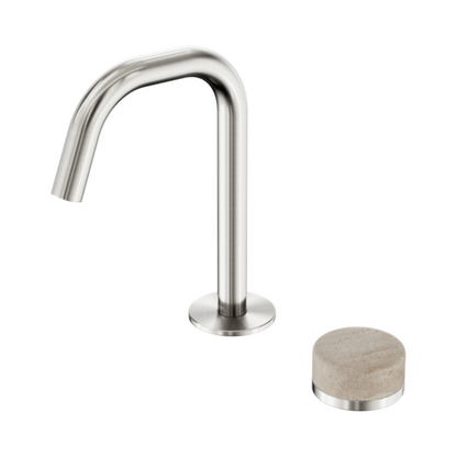 Robinet de lavabo encastré Sorrento – Travertin de Rome – 2 trous – Débit droit – Nickel brossé
