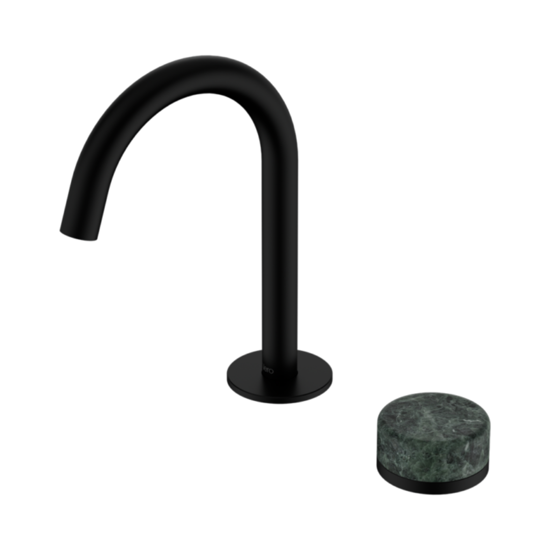 Robinet de lavabo encastré Sorrento – Verde Alpi - 2 trous - Bec courbé - Noir mat