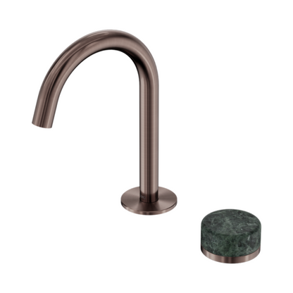Robinet de lavabo encastré Sorrento – Verde Alpi - 2 trous - Bec courbé (arc) - Bronze brossé