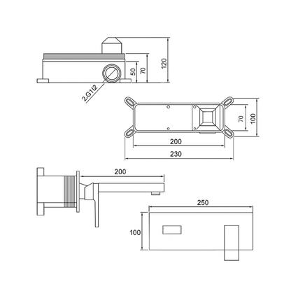 Inbouw wastafelkraan Silvio – Brushed gold - 25 × 10 × 20 cm